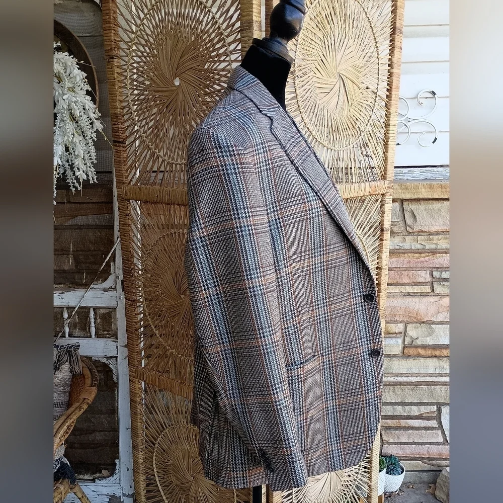 Vintage Jos A Bank Reserve  Men's Wool And Cashmere Made In Italy Plaid Blazer